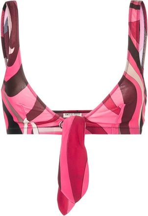 Pucci wave-print bikini top - women - Viscose/Polyamide/Spandex/Elastane - L - Pink