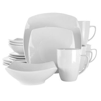 Elama Hayes 16 Piece Square Porcelain Dinnerware Set in White at Nordstrom