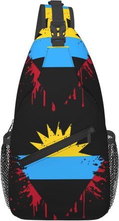 Generic Antiguan Barbuda Flag Crossbody Bag Breathable Sling Bag Adjustable Daypack For Workout Men Outdoors