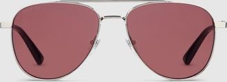 Gucci Aviator Frame Sunglasses, Silver