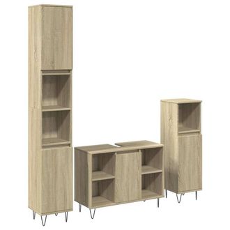 Berkfield Home 3 Piece Bathroom Furniture Set Sonoma Oak Engineered Wood in Light Brown