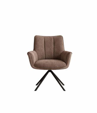 Pondecor Interiorismo Sill&oacute;n de comedor giratorio 180&ordm; tapizado en tejido marr&oacute;n 61x63x85 cm