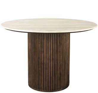 Dutchbone Runder Design Esstisch Arda mit Travertin Tischplatte, &oslash; 115 cm