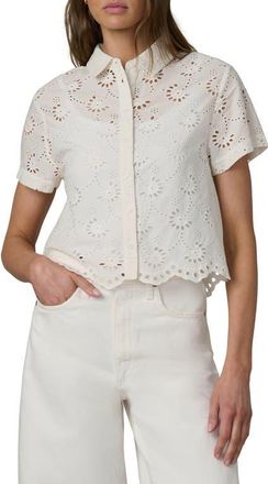 Joe's Sheer Crop Cotton Broderie Anglaise Button-Up Shirt in Ecru at Nordstrom, Size X-Large