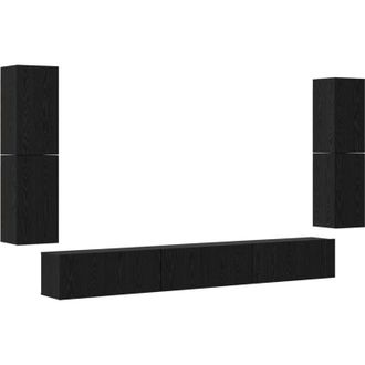 vidaXL Vidaxl - Conjunto De Mueble De Tv 5 Pcs Roble Negro Madera Contrachapada