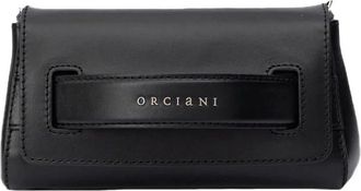 Orciani Gladleren ketting schoudertas - Dames - Clutches - Zwart - ONE Size - Leer - Tassen