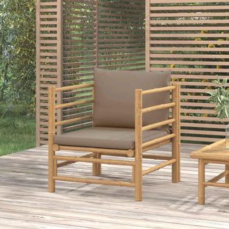 vidaXL Sof&aacute; De Jard&iacute;n Bamb&uacute; Con Cojines Gris Taupe Vidaxl
