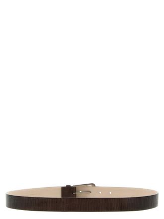 Brunello Cucinelli Ribbed Leather Belt - Brown