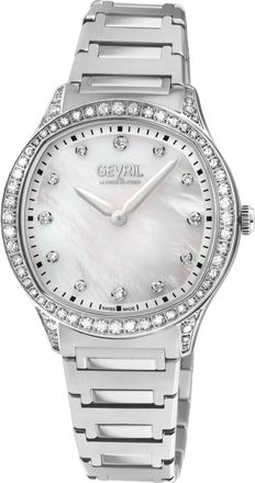 Gevril Group Womens Morcote Swiss Diamond Watch, 316L SS Case, White MOP, Stainless steel bracelet - Silver - One Size