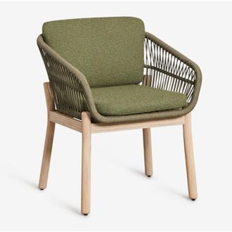 Sklum Silla De Jard&iacute;n Con Reposabrazos En Madera De Acacia Y Cuerda Trenzada Karvia Sklum