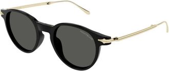 Montblanc Ronde Opvouwbare Zonnebril - Heren - Zonnebrillen - Zwart - 49 MM - Nylon - Accessoires