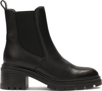 Kazar Zwarte Chelsea-laarzen met brede hakken. Dit product valt klein uit. - Dames - Laarzen met Hak - Zwart - 37 EU - Leer - Schoenen