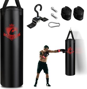 Costway Set Saco De Boxeo 28,5 Kg Para Adultos/saco De Boxeo Colgado Con Vendas Y Guantes De Boxeo 12 Oz, Ideal Para Muay Thai Krav Maga Taekwondo Karate - Co
