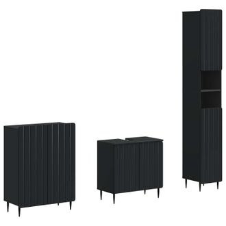 vidaXL Juego De Armarios De Ba&ntilde;o De 3 Piezas Zwolle Negro Vidaxl