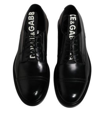 Dolce & Gabbana Mens Black Patent Leather Derby Lace Up Formal Dress Shoes Calf