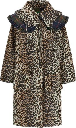 Barbour x Ganni animal print ruffled parka - Brown