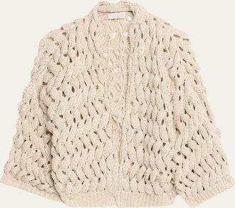 Brunello Cucinelli Paillette Open-Knit Cardigan