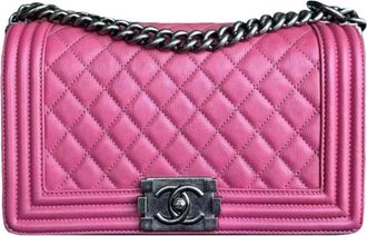 Chanel Pink Grained Leather Medium Boy Bag