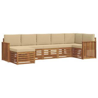 vidaXL Conjunto De Sof&aacute; Seccional Con Coj&iacute;n 7 Pcs Natural Y Beige Vidaxl