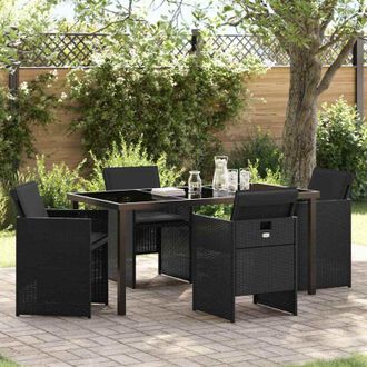 vidaXL Conjunto De Comedor De Jard&iacute;n 5 Pcs Negro Rat&aacute;n Sint&eacute;tico Vidaxl