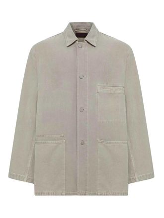 Christophe Lemaire Utility Overshirt In Snow Broken Twill