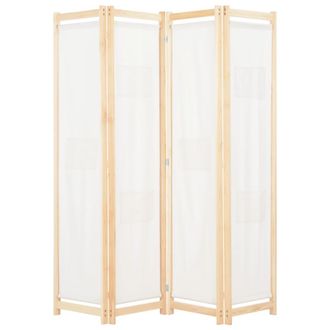 vidaXL Biombo Divisor De 4 Paneles De Tela Color Crema 160x170x4 Cm Vidaxl