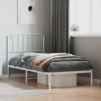 vidaXL Estructura Cama Sin Colch&oacute;n Con Cabecero Metal Blanco 90x200 Cm Vidaxl