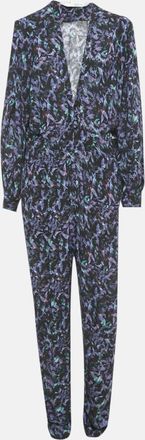 Iro Iro Black Printed Crepe Plunge Neck Jumpsuit