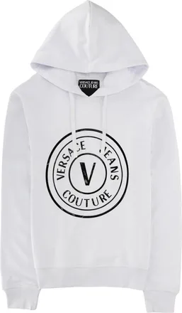 Versace Jeans Couture White Circular Logo Cotton Hoodie