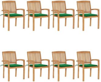vidaXL Sillas De Jard&iacute;n Apilables 8 Uds Madera De Teca Con Cojines Vidaxl