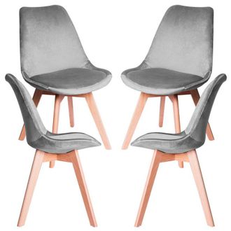 Regalos Miguel Regalos Miguel - Packs Sillas Comedor - Pack 4 Sillas Synk Terciopelo - Gris Claro