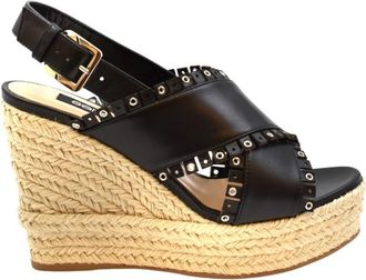Sergio Rossi Hoge Su&egrave;de Flip-Flops - Dames - Sandalen met hakken - Zwart - 36 1/2 EU - Su&egrave;de - Schoenen