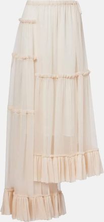 Dries Van Noten Ruffled asymmetric silk maxi skirt