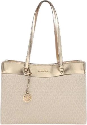 Michael Kors Pre-owned Jet Set Travel Coated Canvas Tote Bag - Dames - Vintage Shopper - Beige - ONE Size - Leer - Vintage