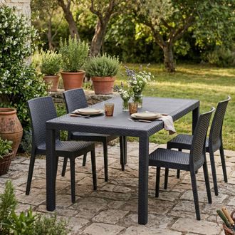 Dmora Tavolo Da Esterno Ariana, 10 Posti, Impermeabile Idrorepellente Made In Italy, 90x150x72h Cm Nero Antracite
