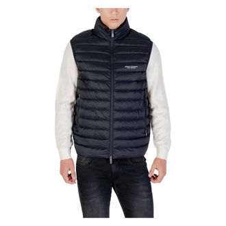 A|X Armani Exchange Vests, male, Blue, Size: 2XL Quilted Sleeveless Down Vest
