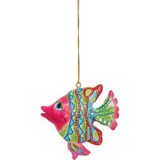 Beachcombers Green And Pink Striped Fish Ornament at Nordstrom