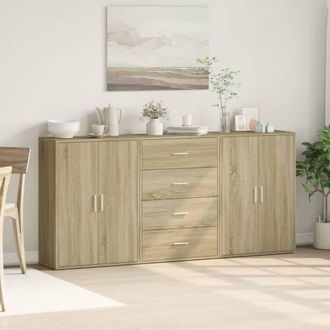 Berkfield Home Sideboards 3 pcs Sonoma Oak 60x31x84 cm Engineered Wood in Light Tan | Size: 60 x 31 x 84 cm