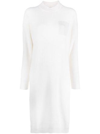 PESERICO metallic-threading tricot midi dress - White