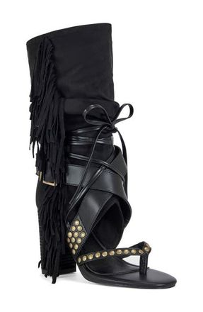 Azalea Wang Wilano Ankle Cuff Sandal in Black at Nordstrom, Size 8.5