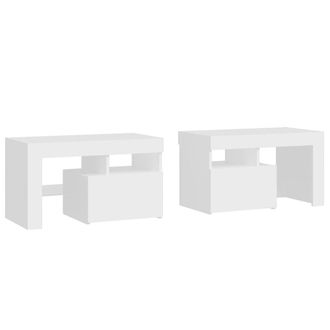 Berkfield Home Elegant Bedside Cabinets 2 pcs with LED Lights White 70x36.5x40 cm
