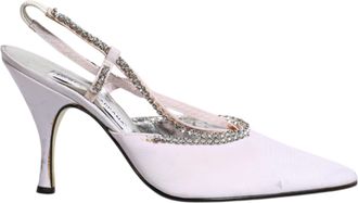 Dolce & Gabbana White Strass Crystal Slingbacks Pumps Womens Shoes (Pre-Owned)