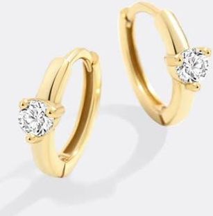 Mint & Lily Solitaire Birthstone Huggie Hoop Earrings in April Diamond at Nordstrom