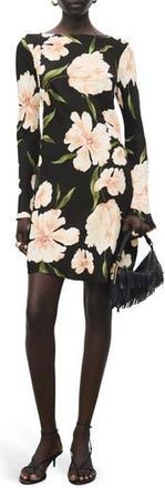 Mango Floral Long Sleeve Minidress in Black at Nordstrom Rack, Size 4