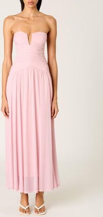 Nia Beverly Ruched Strapless Chiffon Maxi Dress in Cameo Pink at Nordstrom, Size X-Large