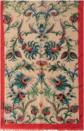 Etro Cream Ornamental Floral Scarf