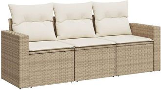 vidaXL Juego De Sof&aacute;s De Jard&iacute;n Con Cojines Beige 3 Pzas Rat&aacute;n Pe Vidaxl