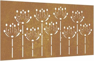 vidaXL Adorno De Pared De Jard&iacute;n Acero Corten Dise&ntilde;o Flores 105x55 Cm Vidaxl