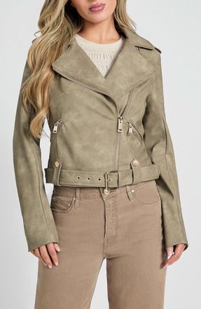 Guess Concettta Moto Jacket in Sage Leaf at Nordstrom, Size X-Small