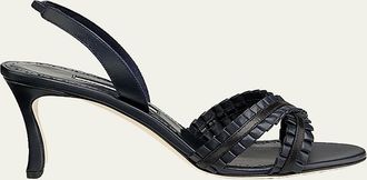 Manolo Blahnik 70mm Volusan Leather Slingback Pumps